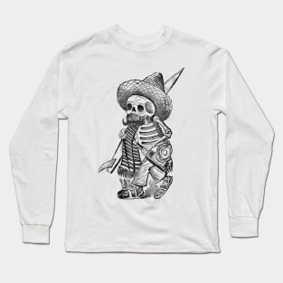 Boozy Mexican Skeleton Surfer Long Sleeve T-Shirt